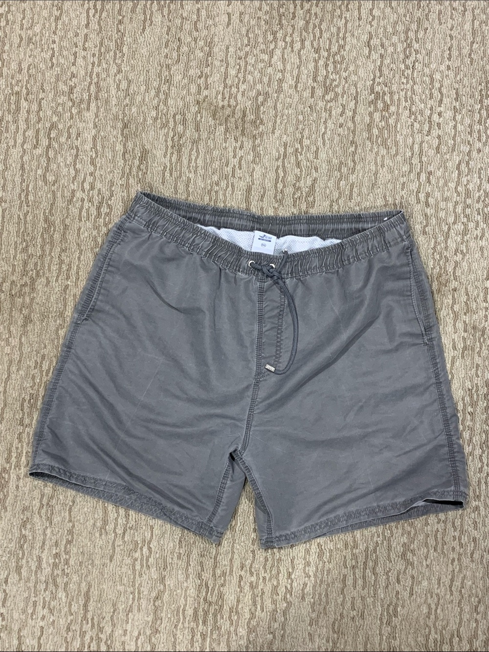 Alvin Island Men's Gray Elastic-Waist Swim Trunks with Drawstring (426)